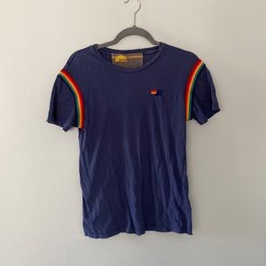 Aviator Nation blue, rainbow t-shirt